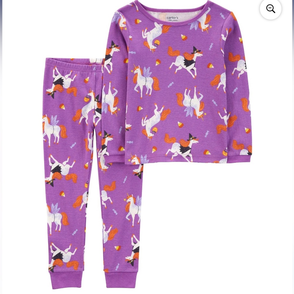 Carters child of mine girls purple unicorn 2 piece pajama set